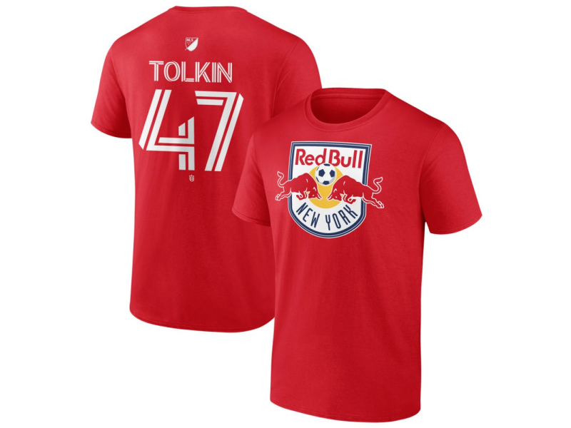 Men's New York Red Bulls #47 John Tolkin Team Authentic T-Shirt - Red