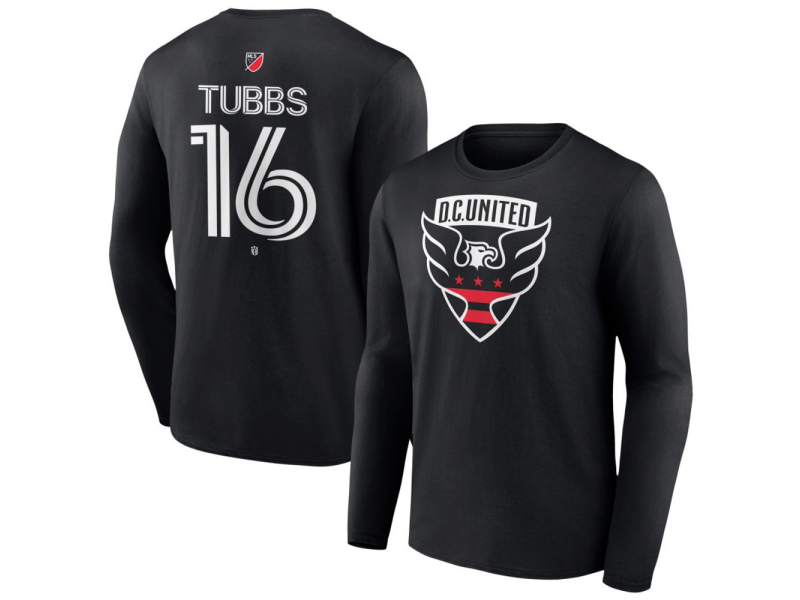 Youth D.C. United #16 Garrison Tubbs Team Authentic Long Sleeve T-Shirt - Black