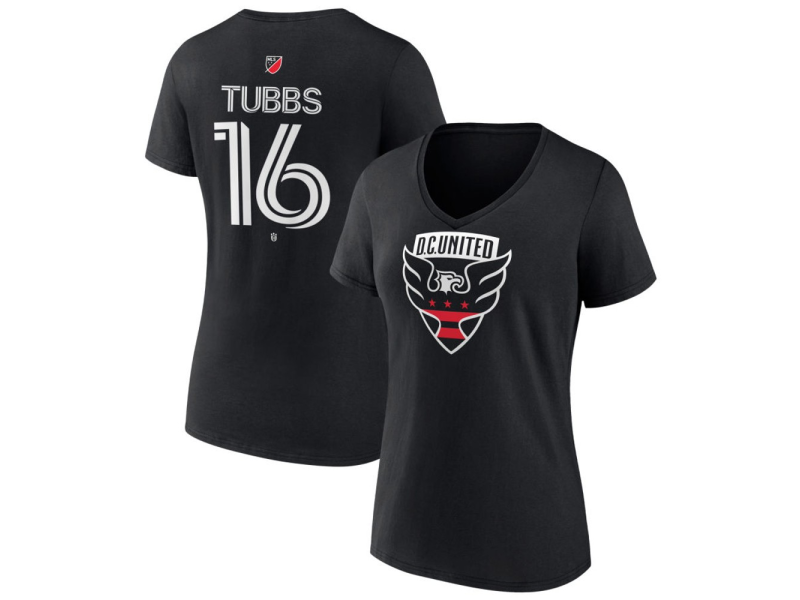Women's D.C. United #16 Garrison Tubbs Team Authentic V-Neck T-Shirt - Black