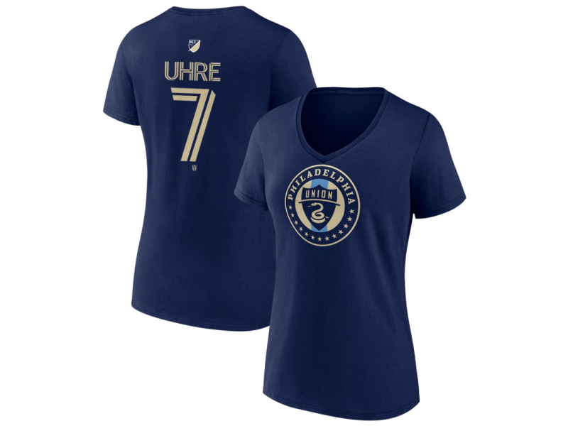 Women's Philadelphia Union #7 Mikael Uhre Team Authentic V-Neck T-Shirt - Navy