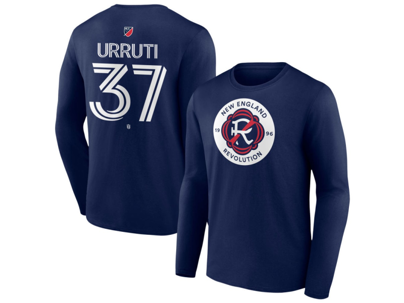 Youth New England Revolution #37 Maxi Urruti Team Authentic Long Sleeve T-Shirt - Navy