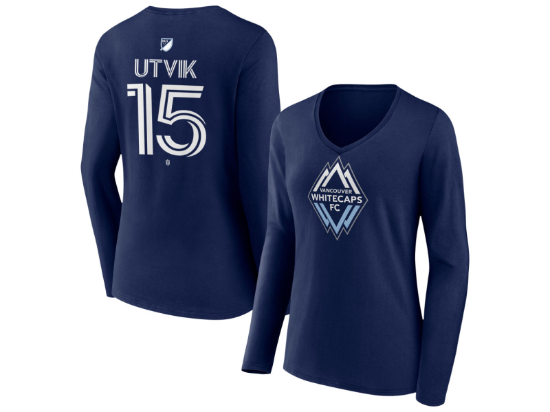 Women's Vancouver Whitecaps FC #15 Bjorn Utvik Team Authentic Long Sleeve V-Neck T-Shirt - Navy