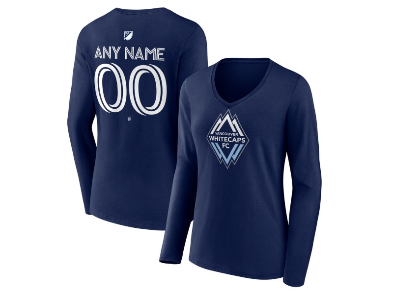 Women's Vancouver Whitecaps FC Custom Team Authentic Long Sleeve V-Neck T-Shirt - Navy