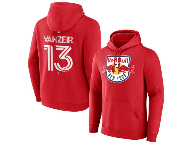 Men's New York Red Bulls #13 Dante Vanzeir Team Authentic Pullover Hoodie - Red