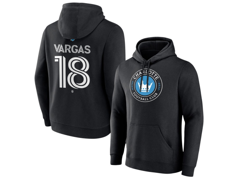 Men's Charlotte FC #18 Kerwin Vargas Team Authentic Pullover Hoodie - Black