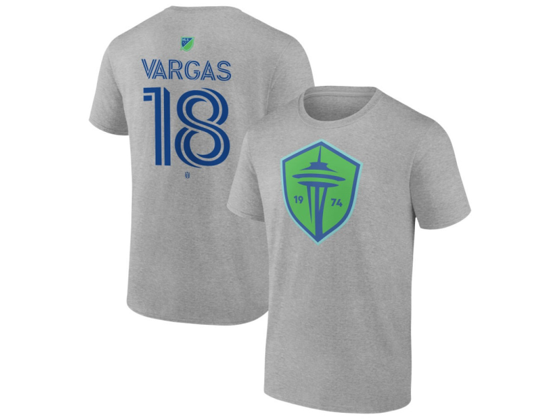 Youth Seattle Sounders FC Authentic Stack #18 Obed Vargas T-Shirt - Gray