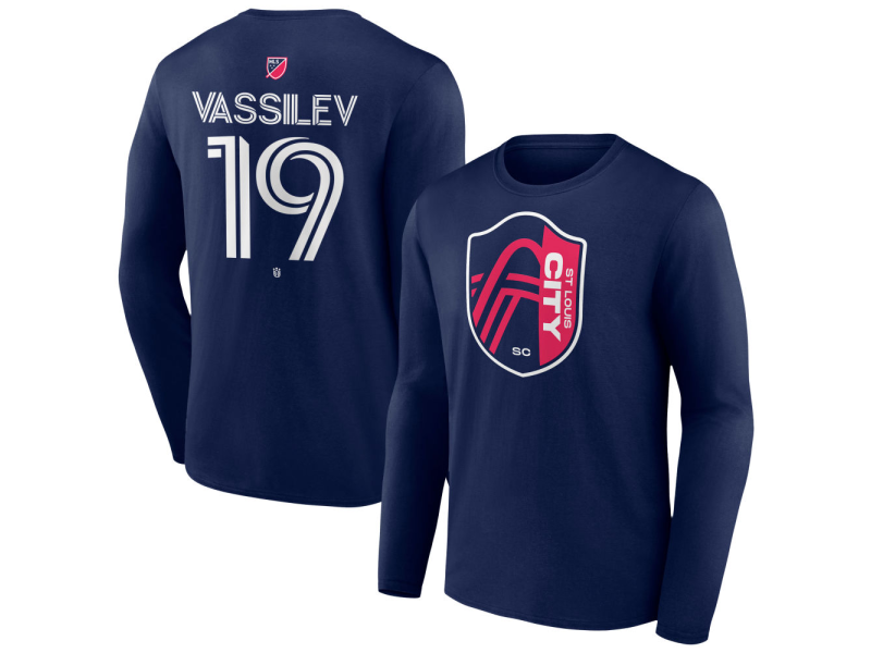 Men's St. Louis City SC #19 Indiana Vassilev Team Authentic Long Sleeve T-Shirt - Navy