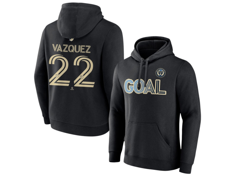 Men's Philadelphia Union Goal #22 David Vazquez Pullover Hoodie - Black