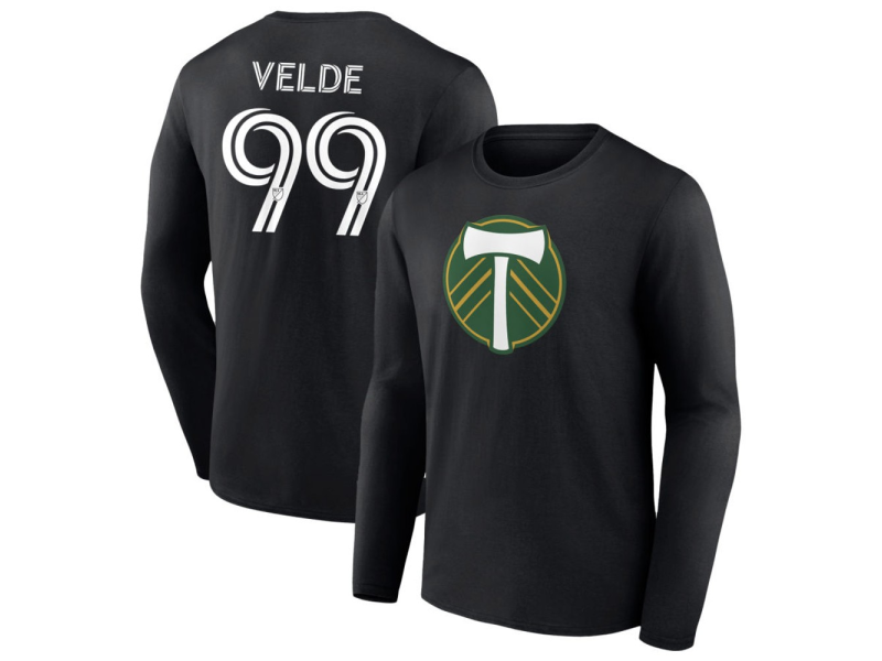 Youth Portland Timbers #99 Kristoffer Velde Long Sleeve T-Shirt - Black