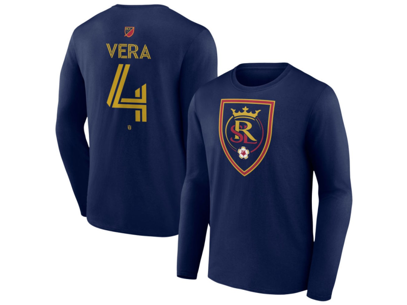Men's Real Salt Lake #4 Brayan Vera Team Authentic Long Sleeve T-Shirt - Navy