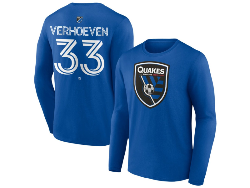 Men's San Jose Earthquakes #33 Oscar Verhoeven Team Authentic Long Sleeve T-Shirt - Royal