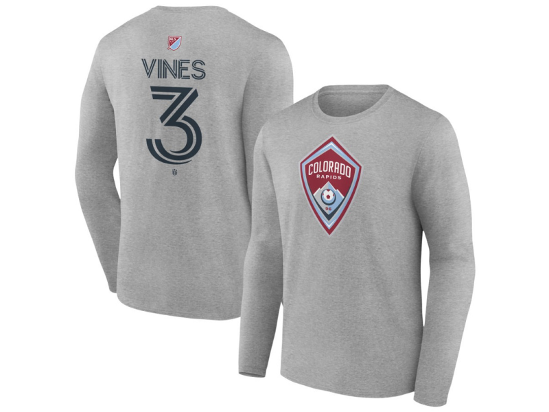 Men's Colorado Rapids #3 Sam Vines Team Authentic Long Sleeve T-Shirt - Gray