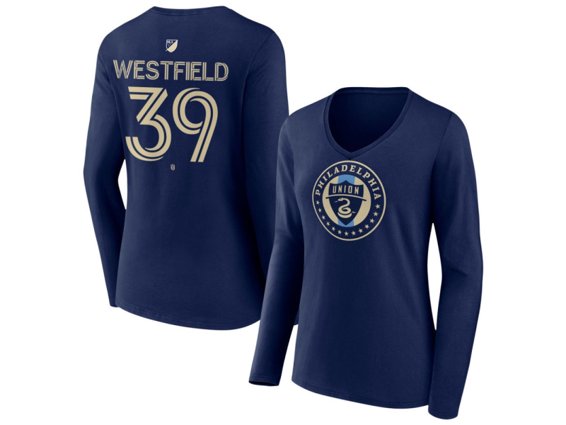 Women's Philadelphia Union #39 Francis Westfield Team Authentic Long Sleeve V-Neck T-Shirt - Navy