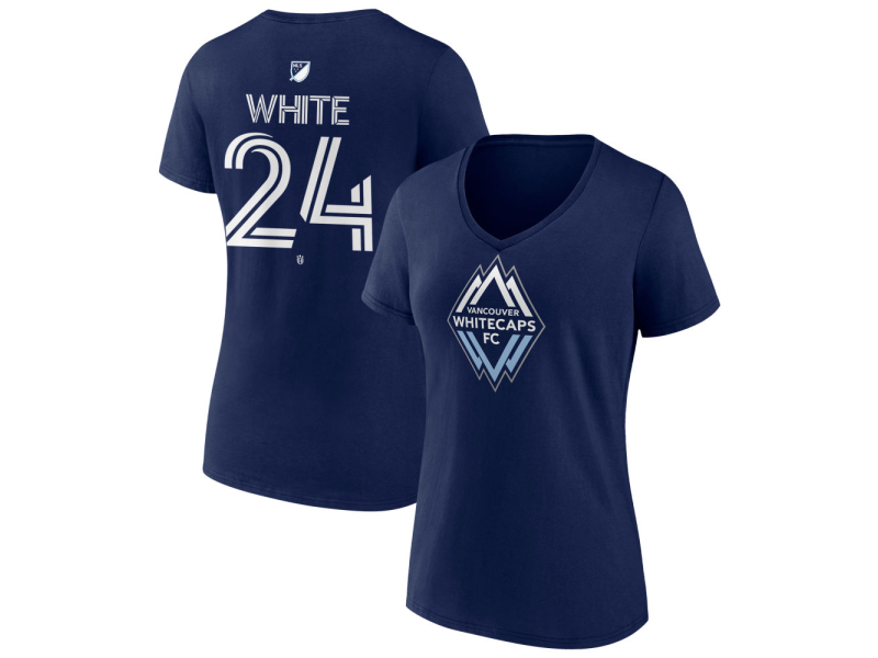 Women's Vancouver Whitecaps FC #24 Brian White Team Authentic V-Neck T-Shirt - Navy