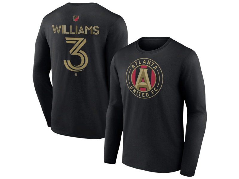 Men's Atlanta United FC #3 Derrick Williams Team Authentic Long Sleeve T-Shirt - Black