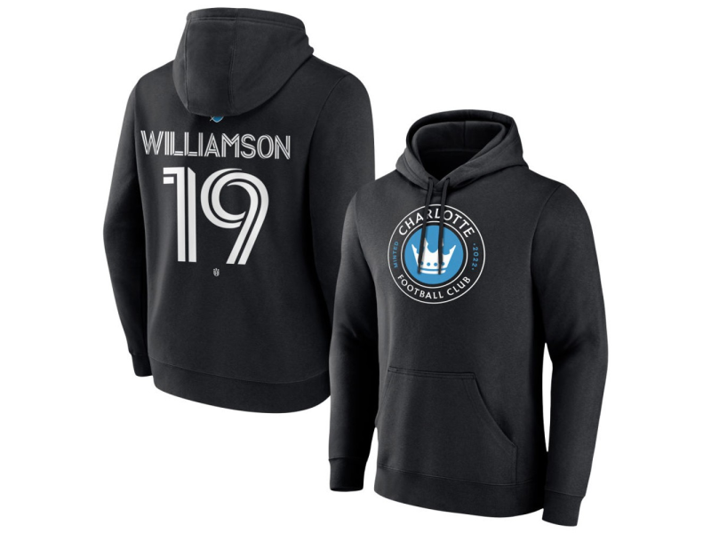 Men's Charlotte FC #19 Eryk Williamson Team Authentic Pullover Hoodie - Black