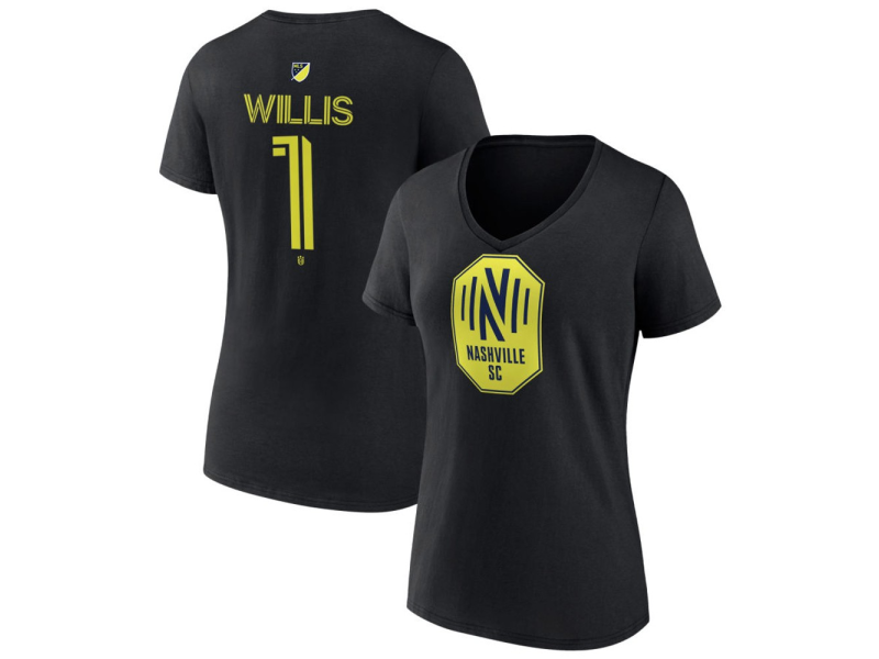 Women's Nashville SC #1 Joe Willis Team Authentic V-Neck T-Shirt - Black