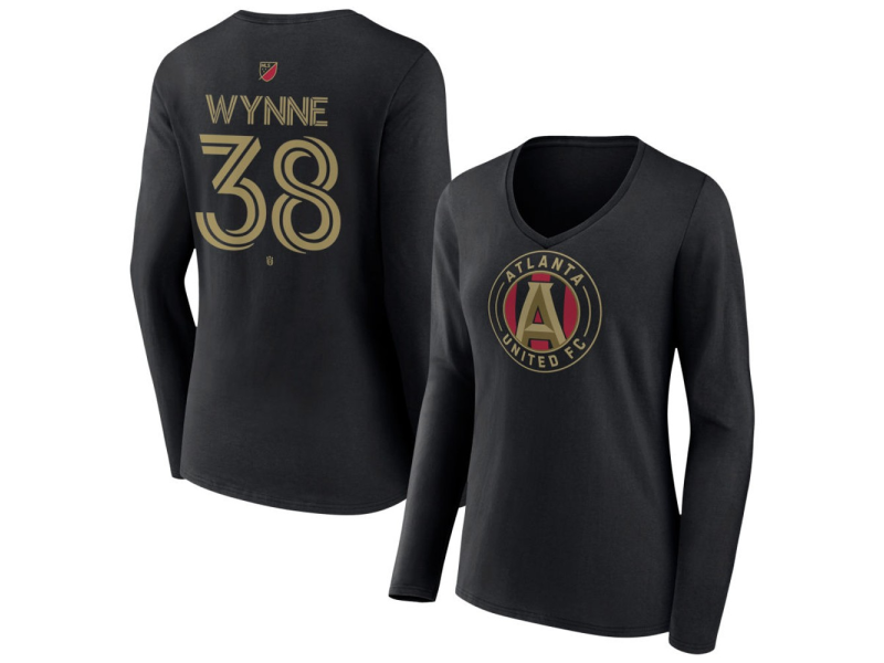 Women's Atlanta United FC #38 Ronan Wynne Team Authentic Long Sleeve V-Neck T-Shirt - Black