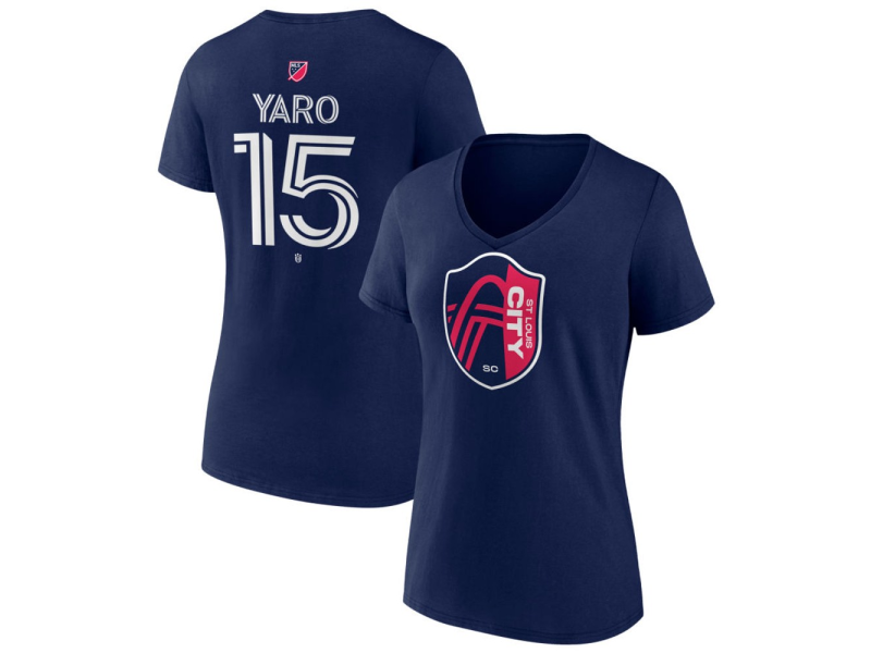 Women's St. Louis City SC #15 Josh Yaro Team Authentic V-Neck T-Shirt - Navy