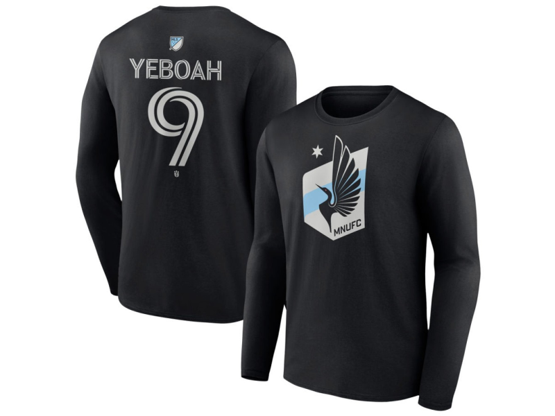Youth Minnesota United FC #9 Kelvin Yeboah Team Authentic Long Sleeve T-Shirt - Black