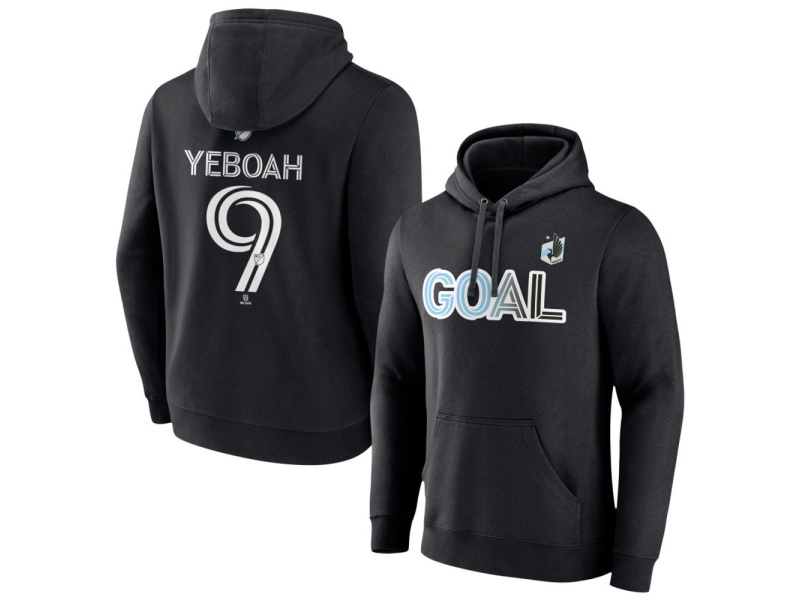 Men's Minnesota United FC Goal #9 Kelvin Yeboah Pullover Hoodie - Black