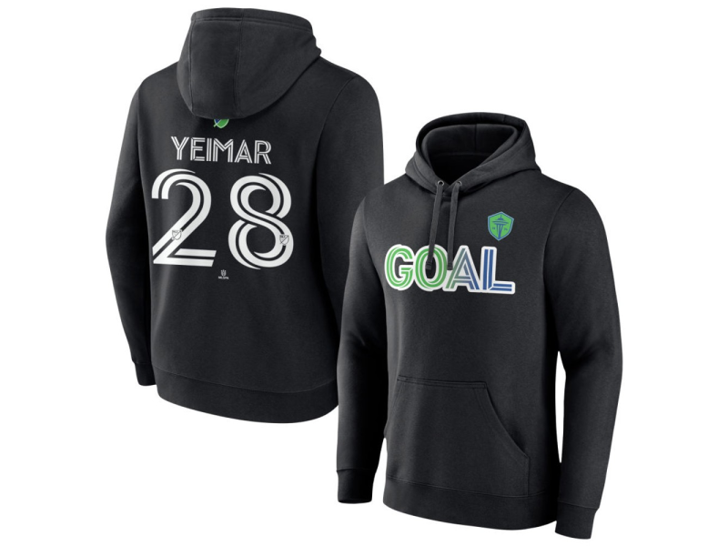 Men's Seattle Sounders FC Goal #28 Yeimar Gomez Andrade Pullover Hoodie - Black