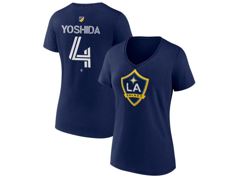 Women's LA Galaxy #4 Maya Yoshida Team Authentic V-Neck T-Shirt - Navy