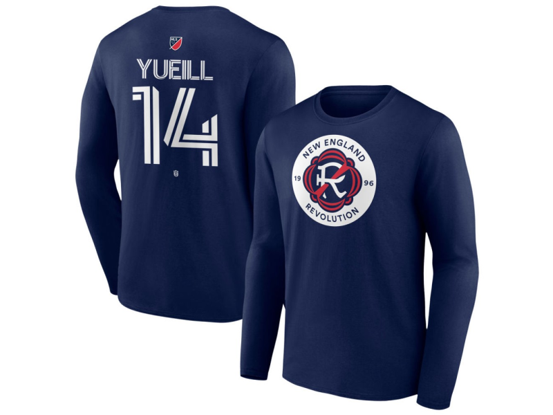 Youth New England Revolution #14 Jackson Yueill Team Authentic Long Sleeve T-Shirt - Navy