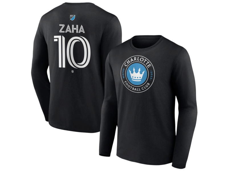 Men's Charlotte FC #10 Wilfried Zaha Team Authentic Long Sleeve T-Shirt - Black