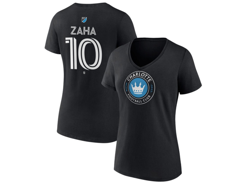 Women's Charlotte FC #10 Wilfried Zaha Team Authentic V-Neck T-Shirt - Black