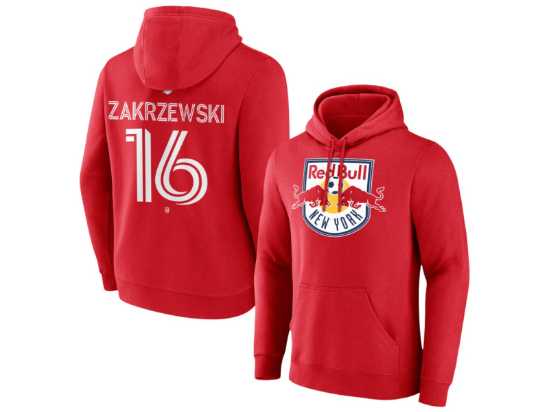 Men's New York Red Bulls #16 Julian Zakrzewski Team Authentic Pullover Hoodie - Red