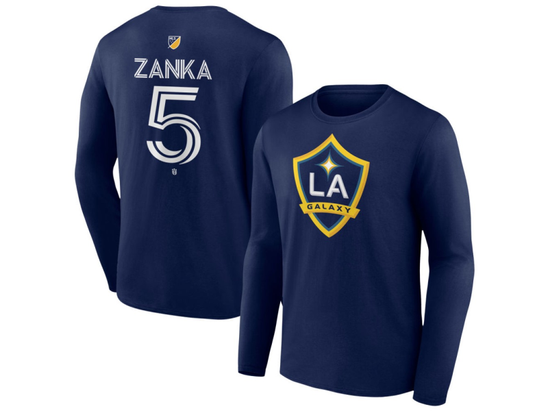 Youth LA Galaxy #5 Mathias Zanka Team Authentic Long Sleeve T-Shirt - Navy
