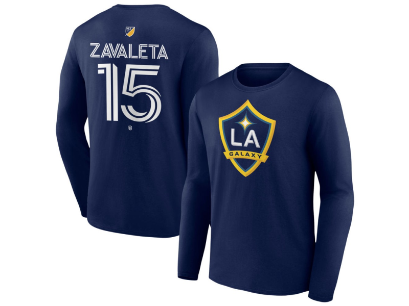 Youth LA Galaxy #15 Eriq Zavaleta Team Authentic Long Sleeve T-Shirt - Navy
