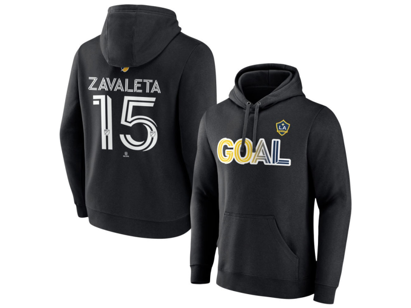 Men's LA Galaxy Goal #15 Eriq Zavaleta Pullover Hoodie - Black