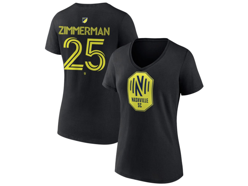 Women's Nashville SC #25 Walker Zimmerman Team Authentic V-Neck T-Shirt - Black